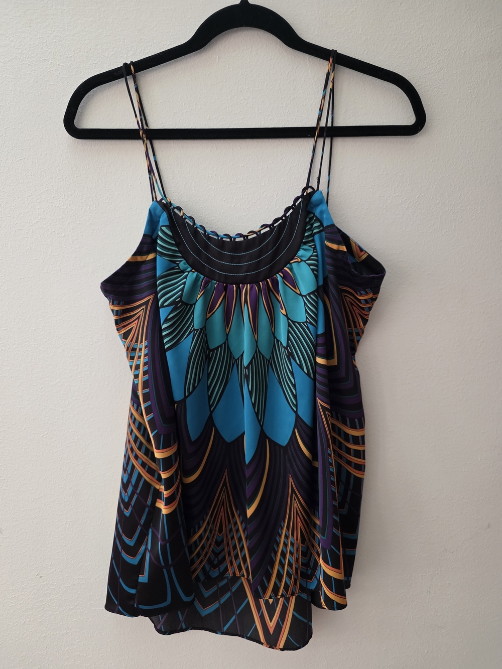 Nicole by Nicole Miller Peacock Camisol - Teal, Purple & Mustard
